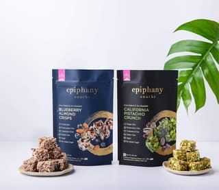EPIPHANY Blueberry and Pistachio Protein Bar Dry Fruit Chikki Crunch Healthy & Tasty Blueberry Almond Crisps with California Pistachio Crunch Snacks No Added Sugar Pack of 2 85 g Each)
