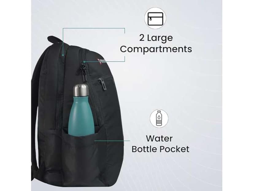 Portronics Byte Laptop Backpack Bag with 15.6 Inch Laptop Sleeve, Bottle Pocket, 27 Litres, Water Resistant Fabric view 2