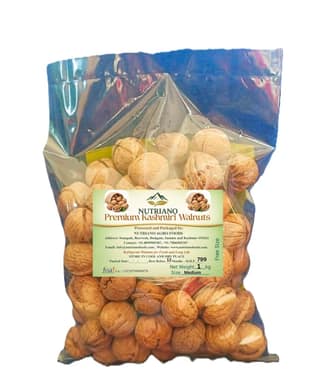NUTRIANO Kashmiri Walnuts In Shell | Medium Size Quality | Fresh & Natural Crunchy Akhrot | No Chemical Wash | Hand Picked | Directly Sourced from Kashmiri Farmers (1Kg)