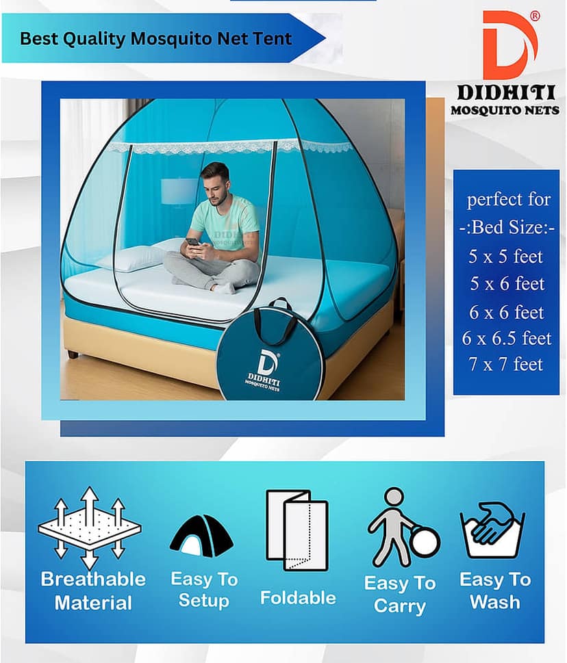 didhiti - White Polycotton Foldable Mosquito Net ( Pack of 1 ) view 2