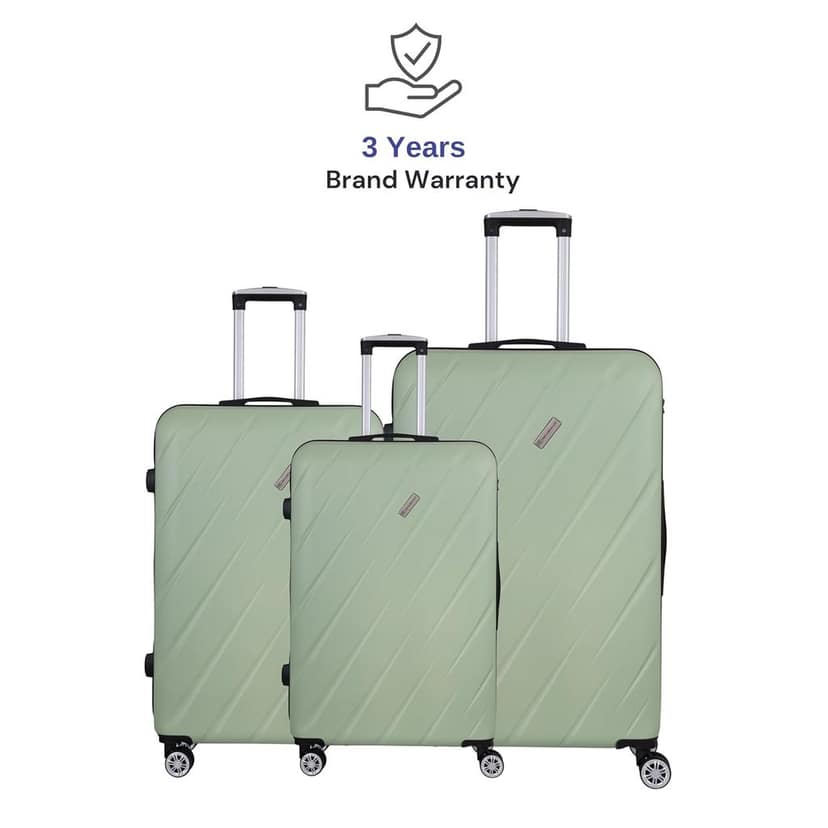 Spacewalk Stylux ABS Hard Luggage Set of 3, 57 cm, 67 cm & 77 cm, 8 Wheels, 3 Year Warranty, Pista Green view 2
