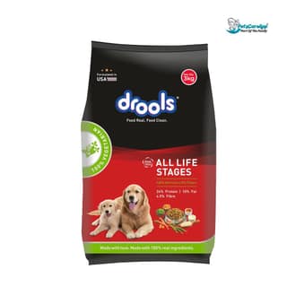 Drools All Life Stages Dry Dog Food - 100% Vegetarian, 3 kg