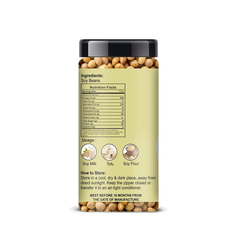 ManHar Organics Soybeans Nuts (Soya Bean) Jar 185gm | High-Protein, Non-GMO, and Natural Snack for Healthy Living view 2