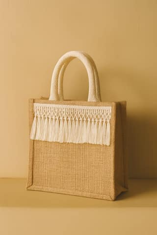 Eco-Friendly Natural Jute Tote Bag with Cotton Handles