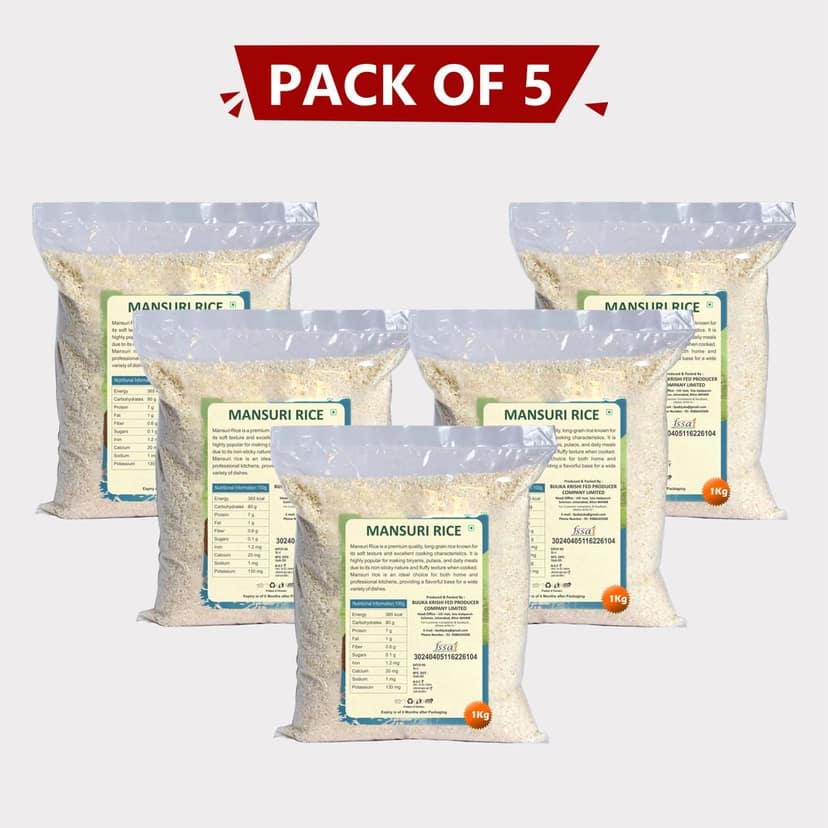 Mansuri Rice (1 kg), pack of 5 view 2