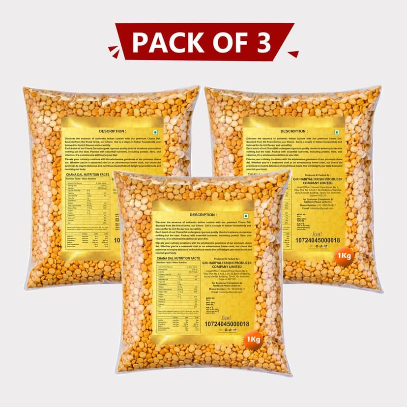 Chana Dal (1 kg) - Pack of 3 view 2