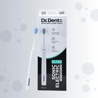 Dr.Dento Sonic Electric Toothbrush, 2 Modes, AAA Powered Battery, 3 Brush Heads,1 Interdental Brush Head, 120 Days Battery Life | 1 Year Warranty | Electric Toothbrush For Men, Women & Kids