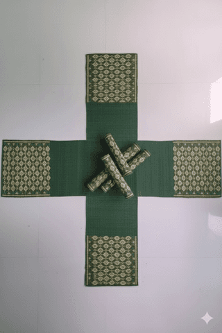 Sandhya Mat Unit Heritage Madurkathi Handwoven Table Mat And Runner Set