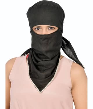 KALY India STYLE FOR EVER Black Cotton Scarves ( Pack of 1 )