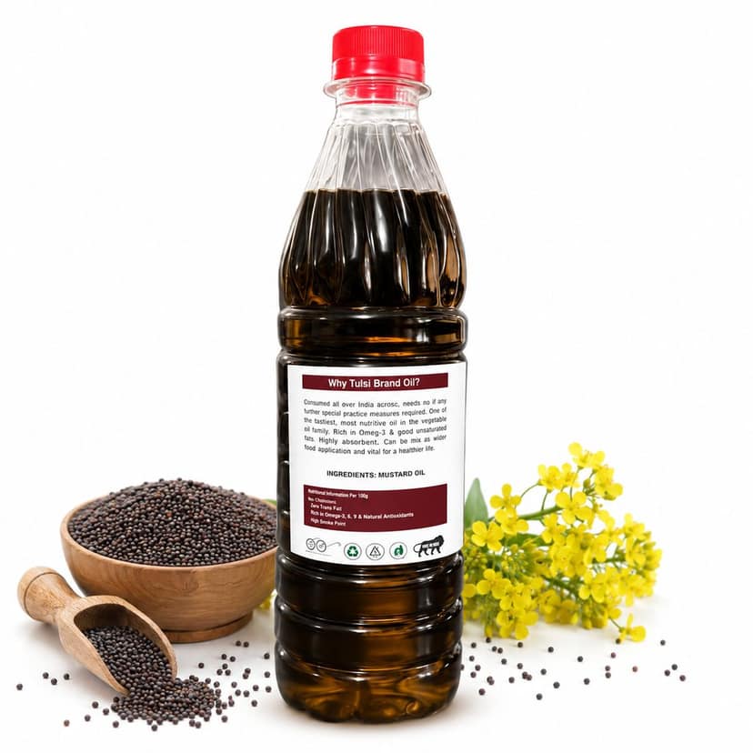 Tulsi Organic Mustard Oil (Cold Pressed / Kachi Ghani) 500 ML view 2
