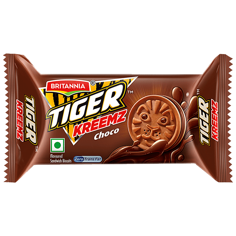 Britannia Tiger Kreemz - Chocolate Cream Biscuits, Teatime Snack, 33.4 g view 2