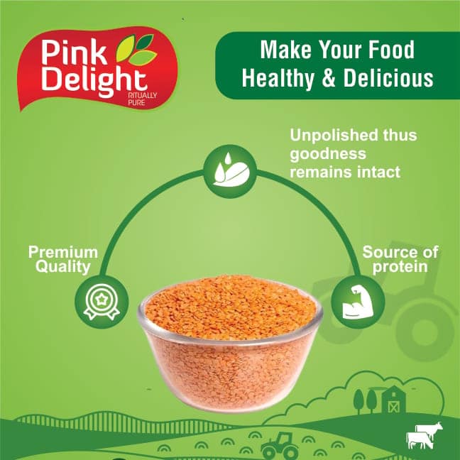 Pink Delight Unpolished Masoor Red Daal | Split | 500g Pack view 2