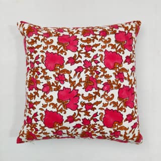 Hand-Block Printed Cushion Cover Brown & Pink
