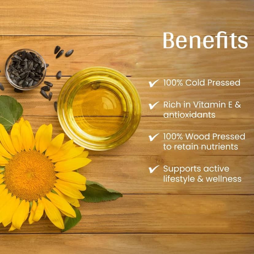 Organic Sunflower Oil | Cold Pressed | Wood Pressed | Unrefined |1000ml view 2