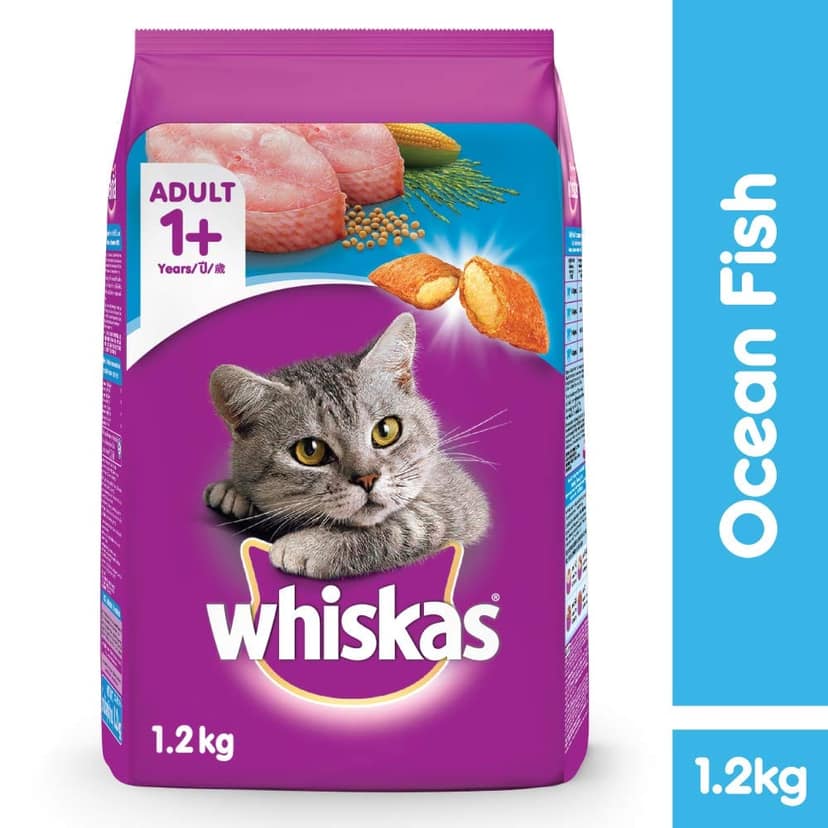 Whiskas Adult, Dry Cat Food, Ocean Fish Flavour, 1.2Kg Pack view 2