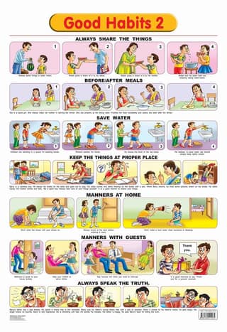 Good Habits - 2 Educational Wall Chart For Kids - Both Side Hard Laminated (Size 48 x 73 cm) [Poster] Dreamland Publications