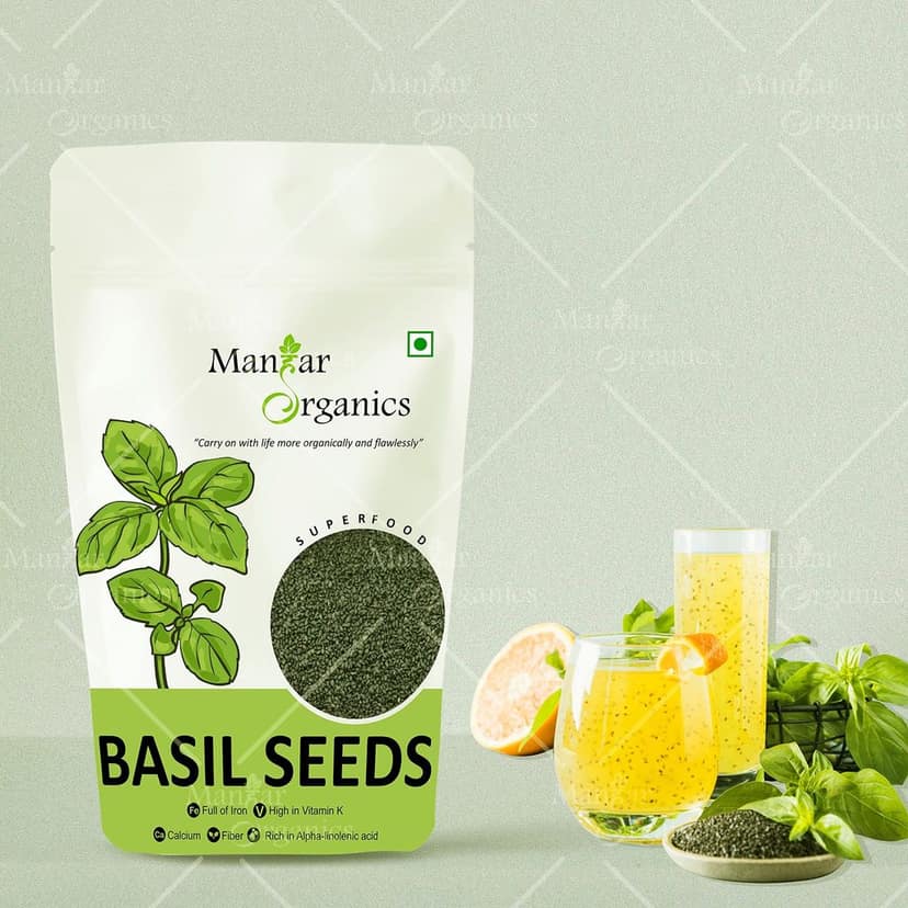 ManHar Organics Raw Basil Seeds 500gm| Sabja Seeds| kamakasturi seeds| tukmalanga seeds| For Eating & Weight Management view 2