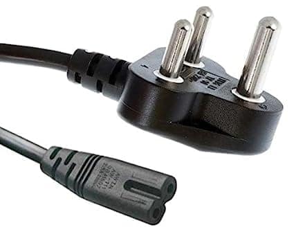 Power Cord Cable 3 Pin For 2 Pin Laptop Adapter Camera Printer Charger 1.5 Meter (Black)