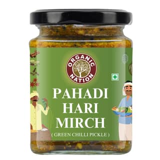 Organic Nation Green Chilli Pickle � Pahadi Hari Mirch |Homestyle Indian Pickle | Authentic Traditional Taste | No Preservatives | 250g