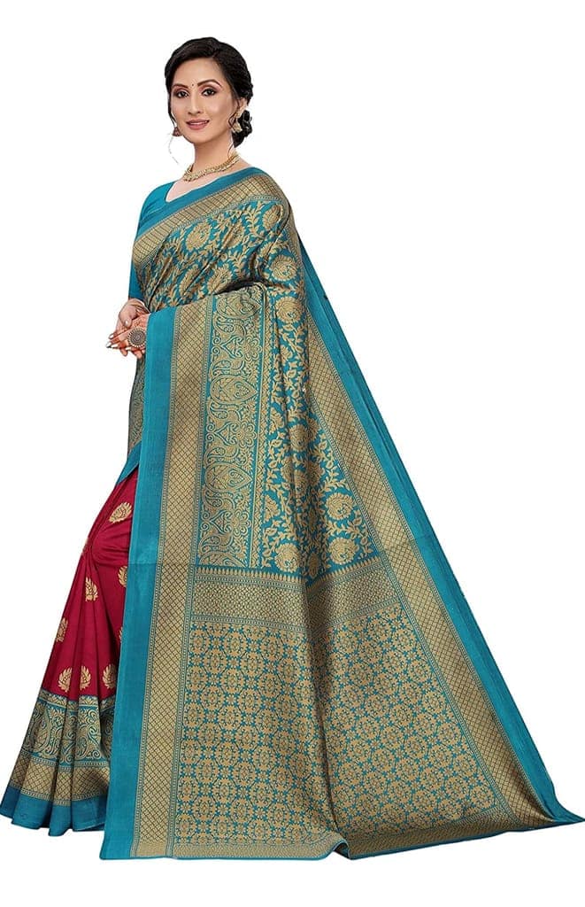 ATTIRIS Women's Mysore Art Silk Saree with Blouse Piece, (0.8m) view 2