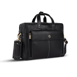 HAMMONDS FLYCATCHER Genuine Leather Office Bag for Men, 15.6" Professional Leather Laptop Bag for Men for Office, Travel, Daily Use, Adjustable Strap & Multi Compartments, 1 Year Warranty - Onyx Black HAMMONDS FLYCATCHER Genuine Leather Office Bag for Me