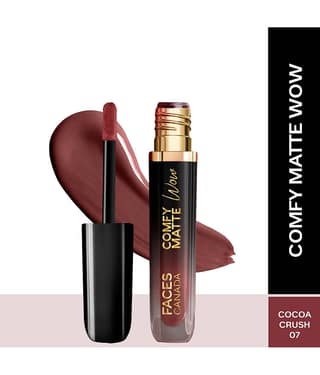 FACES CANADA Comfy Matte Wow Liquid Lipstick , Cocoa Crush 07, 3.8ml , One Swipe Application