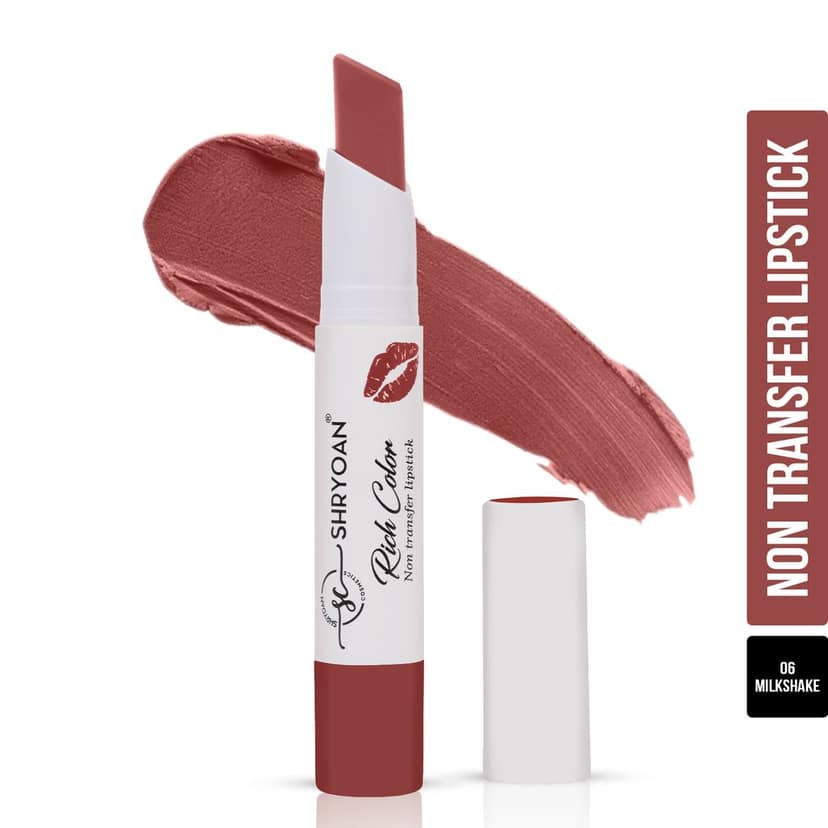 Shryoan Rich Color Non-Transfer Lipstick | Waterproof & Super Matte Finish | Long Stay Creamy Lipstick | Single Swipe Application (Milkshake-06, 3.2gm) view 2