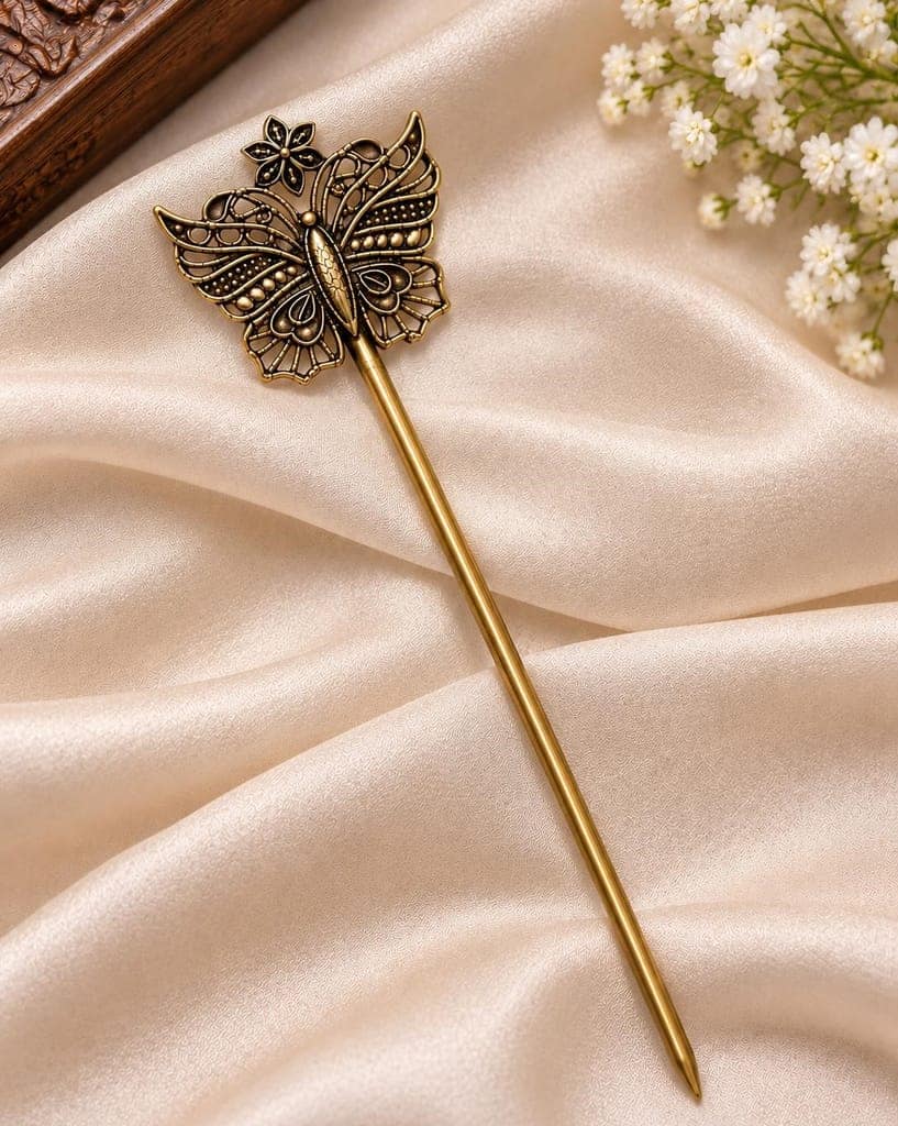 Elegant Golden Butterfly Hair Stick view 2