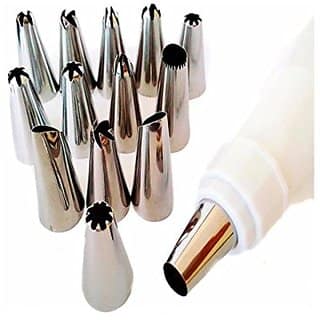 Right Traders Cakeware 12 Piece Cake Decorating Set Frosting Icing Piping Bag Tips with steel nozzles. view 2