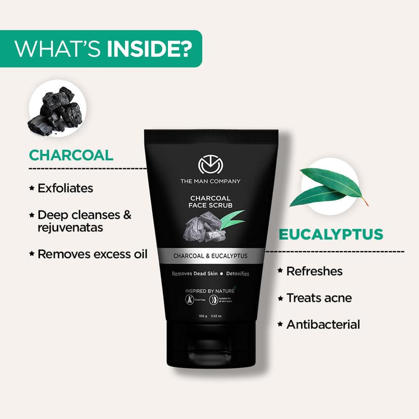 Charcoal Face Scrub | Charcoal & Eucalyptus Charcoal Face Scrub | Charcoal & Eucalyptus - 100gm Face Scrub at view 2