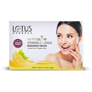 Lotus Herbals WhiteGlow Vitamin C + Gold Radiance 4 in 1 Facial KitParaben FreeHelps Reduce Dark Spots 228g