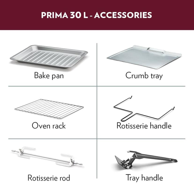 Borosil Prima 30 L Oven Toaster & Grill, Motorised Rotisserie & Convection Heating, 6 Heating Modes view 2