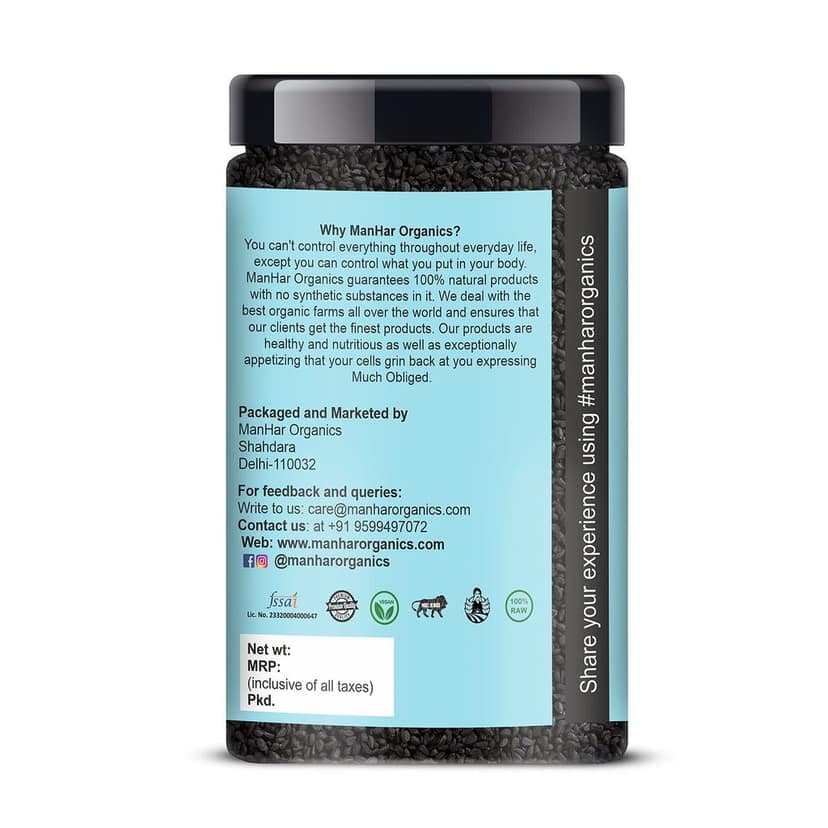 ManHar Organics Nigella Seeds 1450gm- Kalonji seeds for hair growth (Pack of 2 (Nigelaa, 1450) view 2