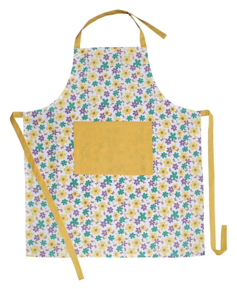 AIRWILL, 100% Cotton Designer Printed Aprons, Sized 65cm in Width & 80cm in Length with 1 Center Pocket, Adjustable Buckle on Top and 2 Long Ties on Both 2 Sides. Pack of 1 piece view 2