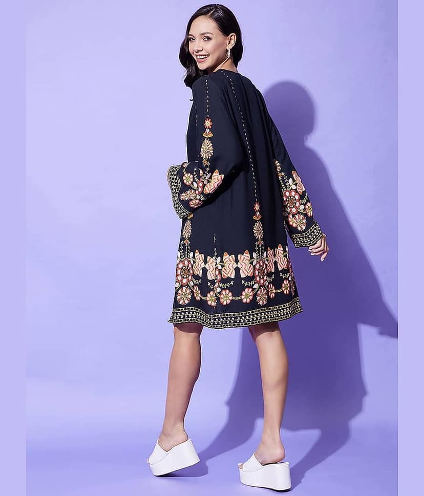 StyleStone Women Printed Top With Shorts Co-Ord Set ( Navy ) view 2