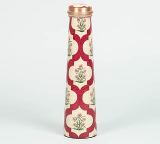 India Circus Poppy Flower Scarlet Tapered Copper Bottle
