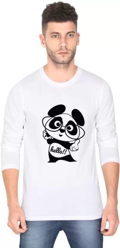 Men Printed Round Neck Pure Cotton White T-Shirt view 2