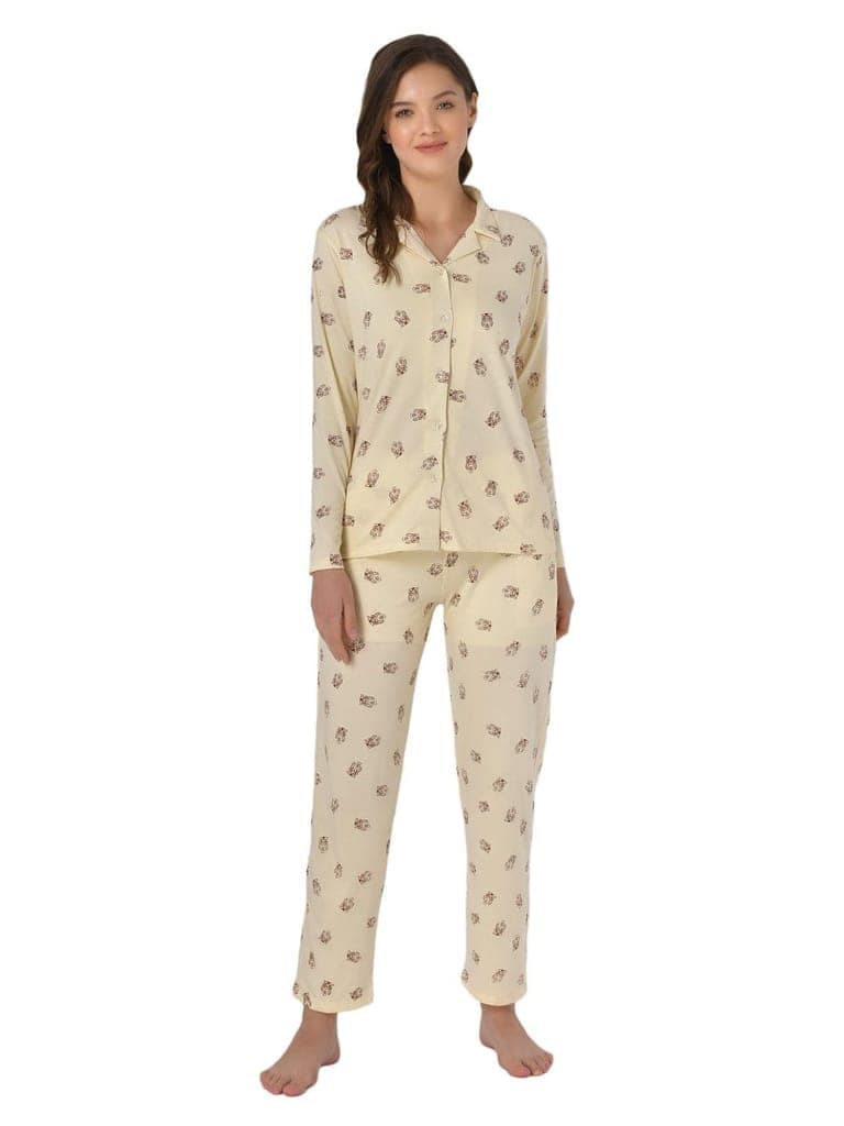 Klamotten Women's Yellow Allover Printed Top Pyjama Set N53Yb view 2