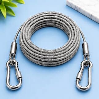 Rust Proof 304 Steel Clothesline Wire with Wall Mount Hooks and Installation Fittings