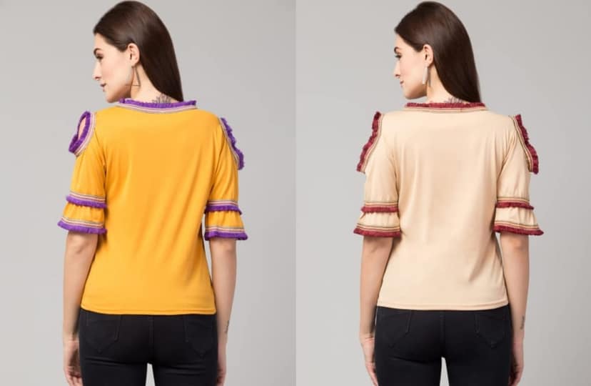 ATTIRIS Women's Rayon Blend Solid Round Neck Regular Top, Pack of 2 view 2