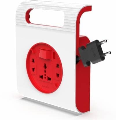 Fybros Square 2 Pin Extension Flex Box 5 Meter Power Cable with Indicator 3 Socket Extension Boards (White, Red, 5 m)