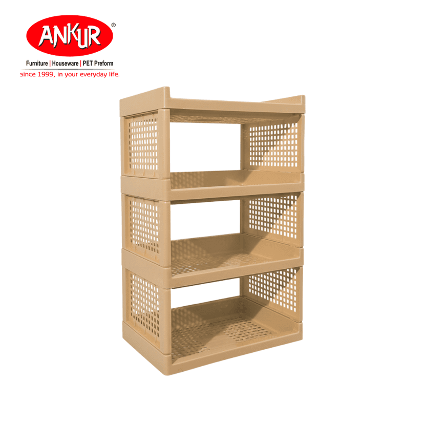ANKUR Stacko 4 Beige Color/ Bathroom Rack Plastic Wall Shelf view 2