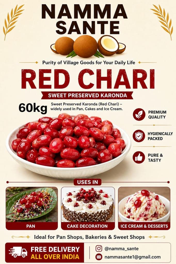 Red Chari, Preserved Karonda, Sweet Karonda, Cherry Chari, Candied Karonda 60kg