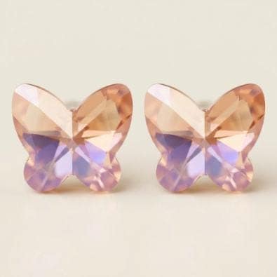 Mint Shimmer Butterfly Crystal Studs - Peach AB | Gold-Tone Anti-Tarnish Imitation Jewellery