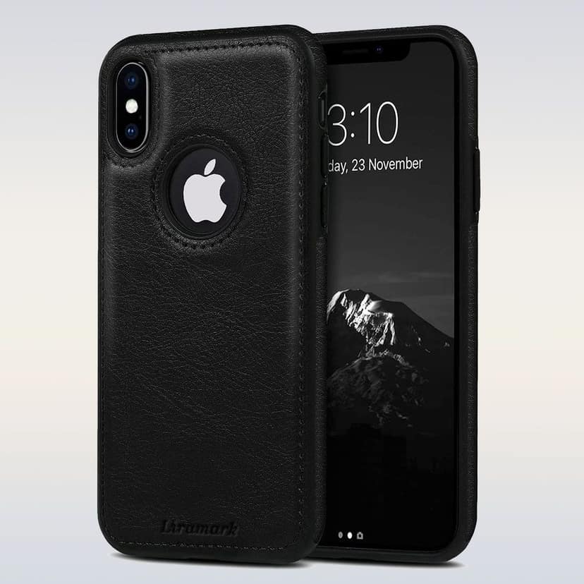 LIRAMARK PU Leather Flexible Back Cover Case Designed for iPhone X/Xs