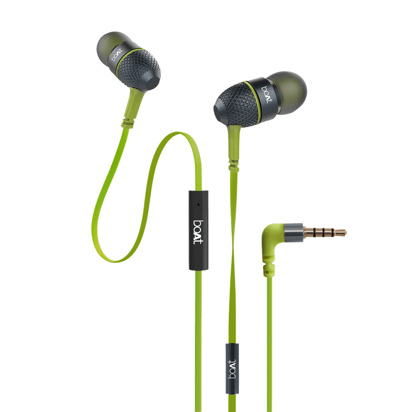 Bassheads 225 | Wired Earphone with 10mm Driver, Passive Noise Cancellation, Hands-free communication, Super Extra Bass Neon Lime