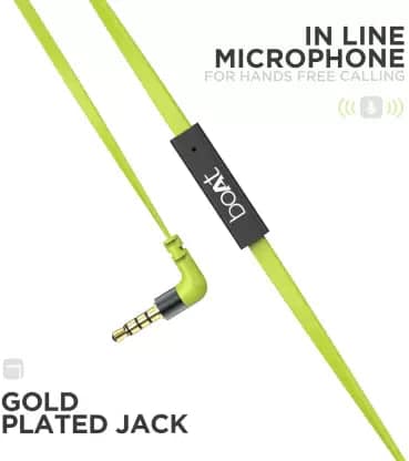 Bassheads 225 | Wired Earphone with 10mm Driver, Passive Noise Cancellation, Hands-free communication, Super Extra Bass Neon Lime view 2