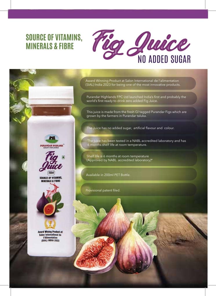 India's First Fig Juice by Purandar Highlands - Nature's Best Produce - 200 ml - Pack of 4 view 2
