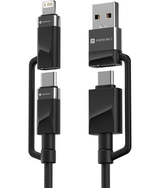 Portronics Black 3A Multi Pin Cable 1 Meter