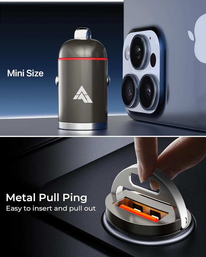 Dr Vaku ESSENVOLT 65W Fast Charging Dual-Port Car Charger - Grey view 2